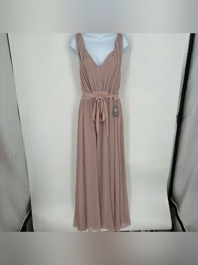 NEW Express Plus Size 16 Pale Pink Maxi Dress Chiffon Sheer Fairy Flowy Formal